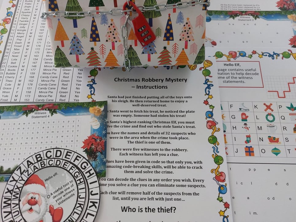 Christmas Robbery Mystery for Kids With Lockable Gift Box