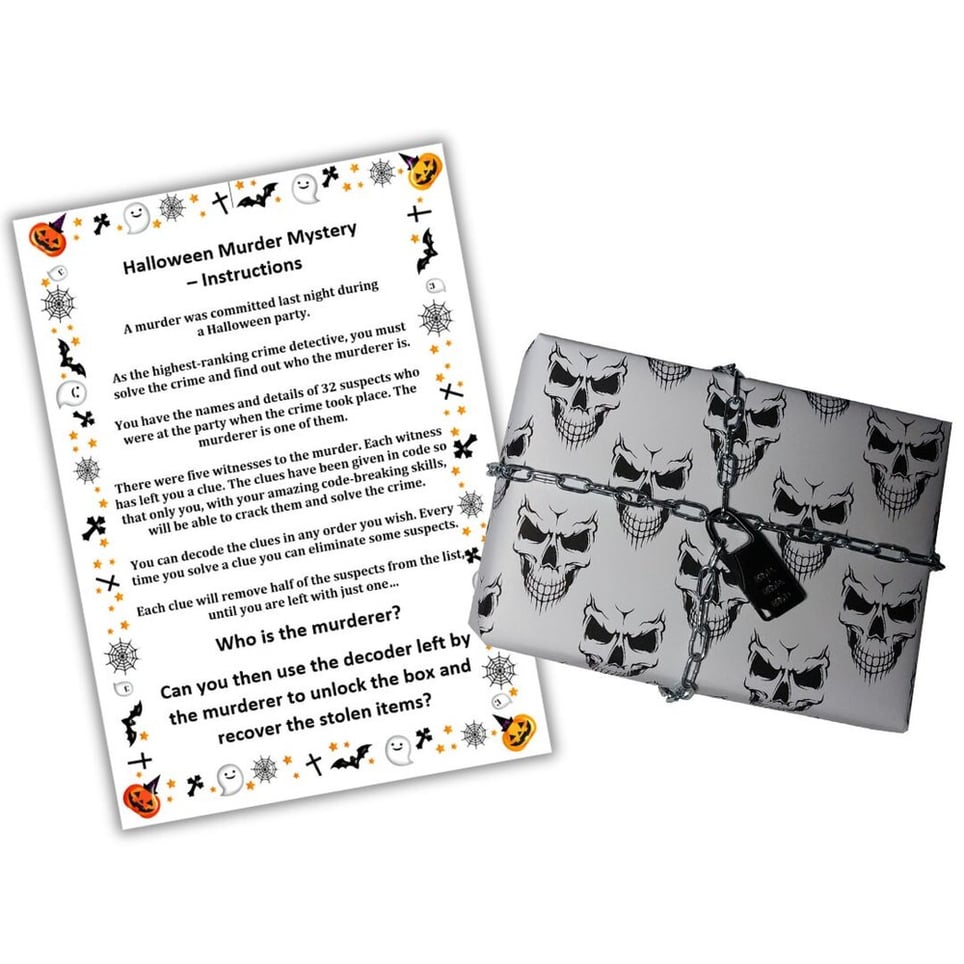 Halloween Murder Mystery Kit for Kids With Lockable Gift Box
