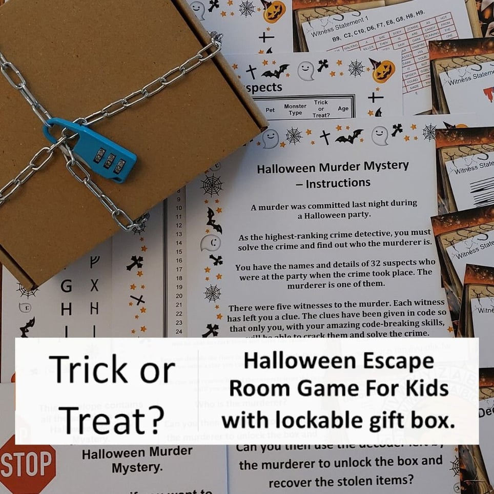 Halloween Murder Mystery Kit for Kids With Lockable Gift Box